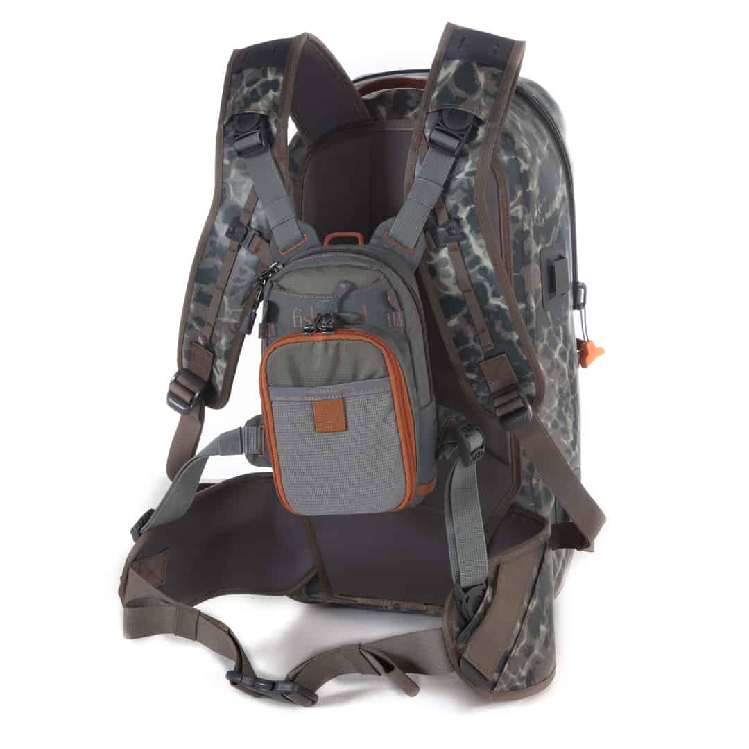 TSB-ERC 816332015199 fishpond thunderhead waterproof fly fishing backpack eco riverbed camo with canyon creek chest pack integrated