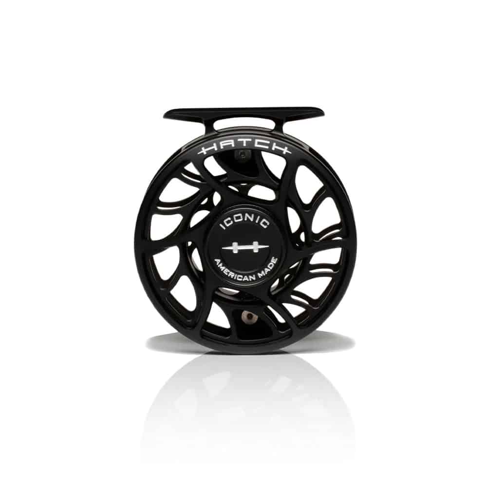 704715337146 Hatch Outdoor Iconic 4 Plus Fly Fishing Reel Black Silver Large Arbor Back