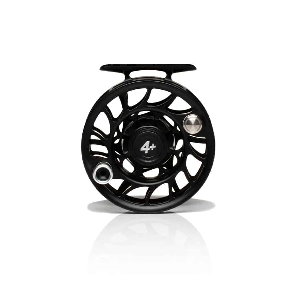 704715337146 Hatch Outdoor Iconic 4 Plus Fly Fishing Reel Black Silver Large Arbor Front