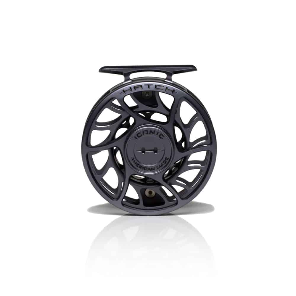 704715337177 Hatch Outdoor Iconic 4 Plus Fly Fishing Reel Grey Black Large Arbor Back