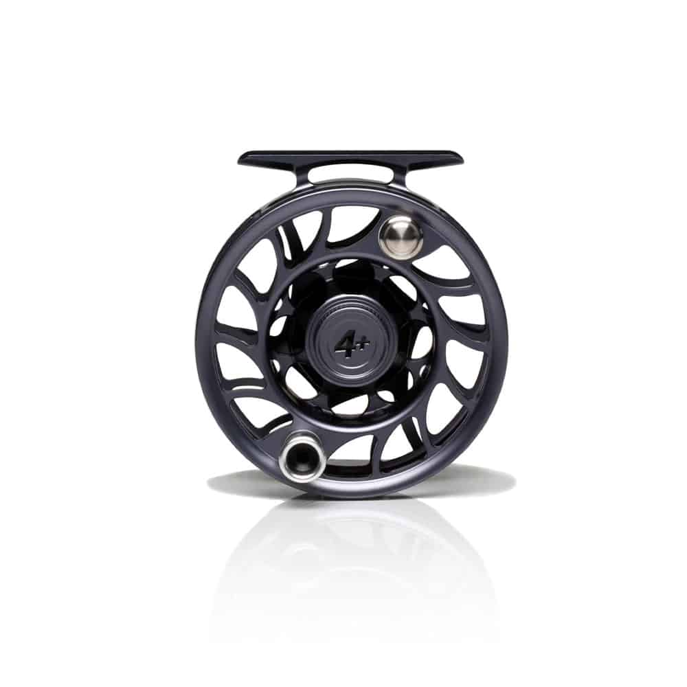 704715337177 Hatch Outdoor Iconic 4 Plus Fly Fishing Reel Grey Black Large Arbor Front