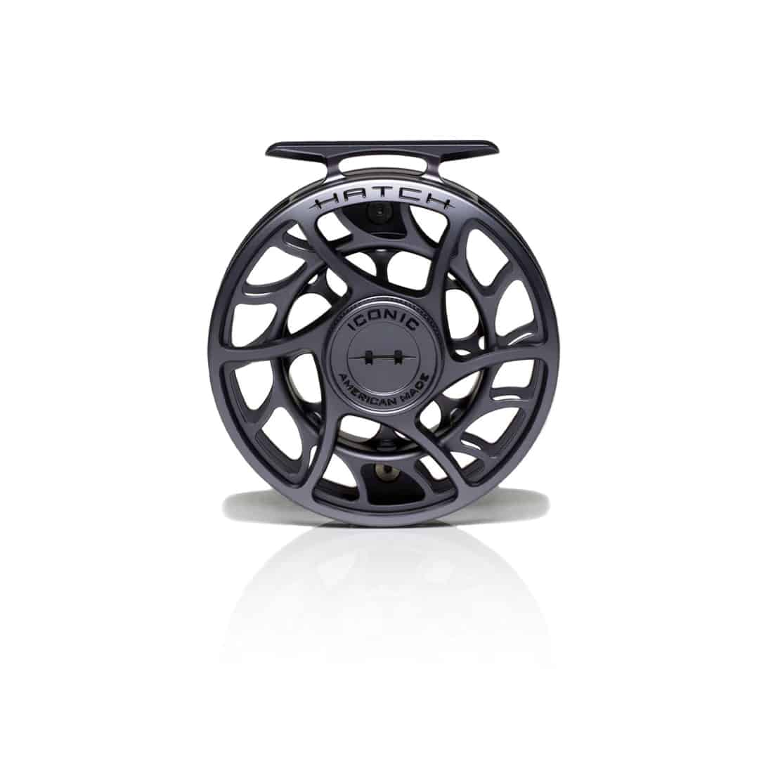 704715337283 Hatch Outdoor Iconic Fly Reel 5 Plus Grey Black Large Arbor Back