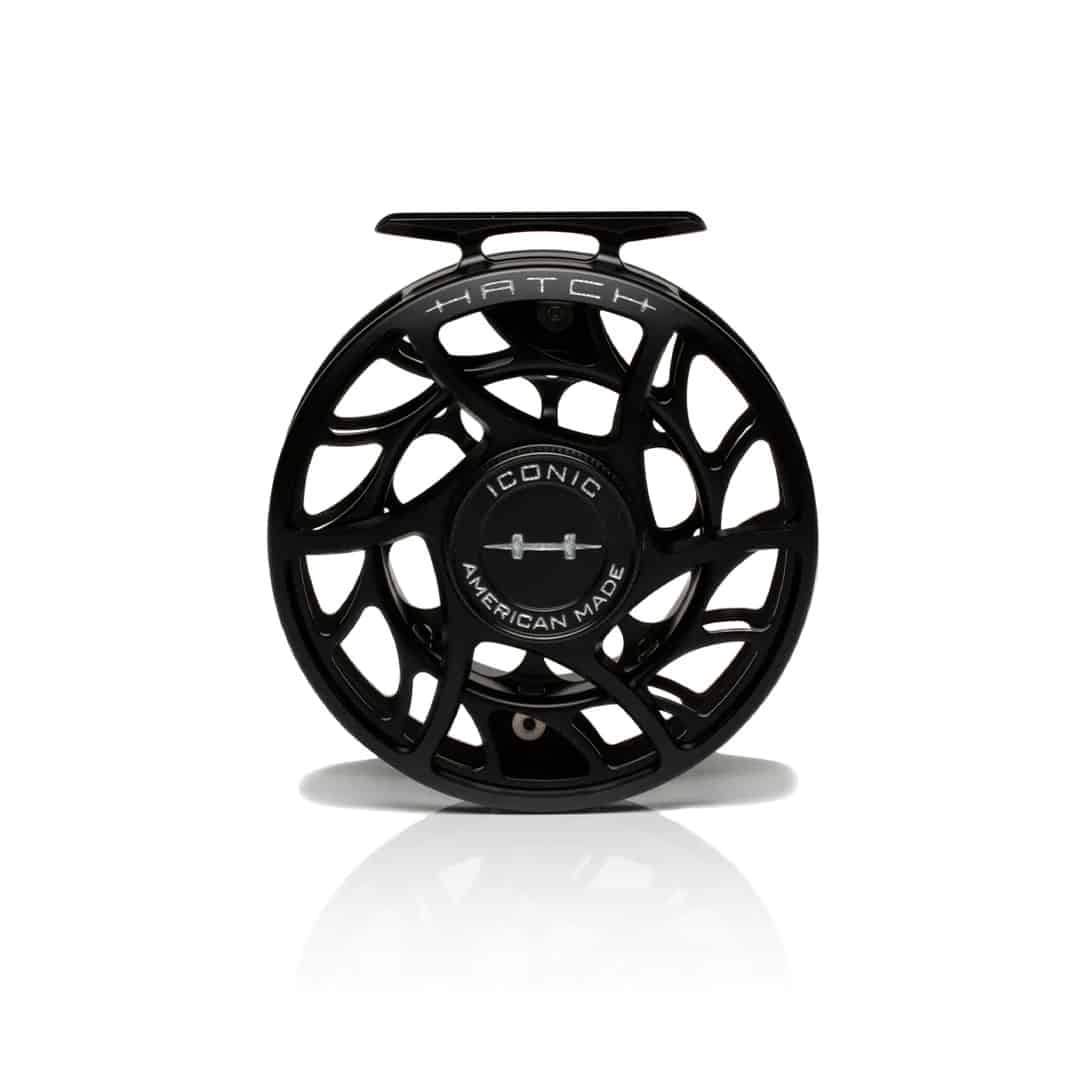 704715337382 Hatch Outdoor Iconic Fly Reel 7 Plus Black Silver Large Arbor Back