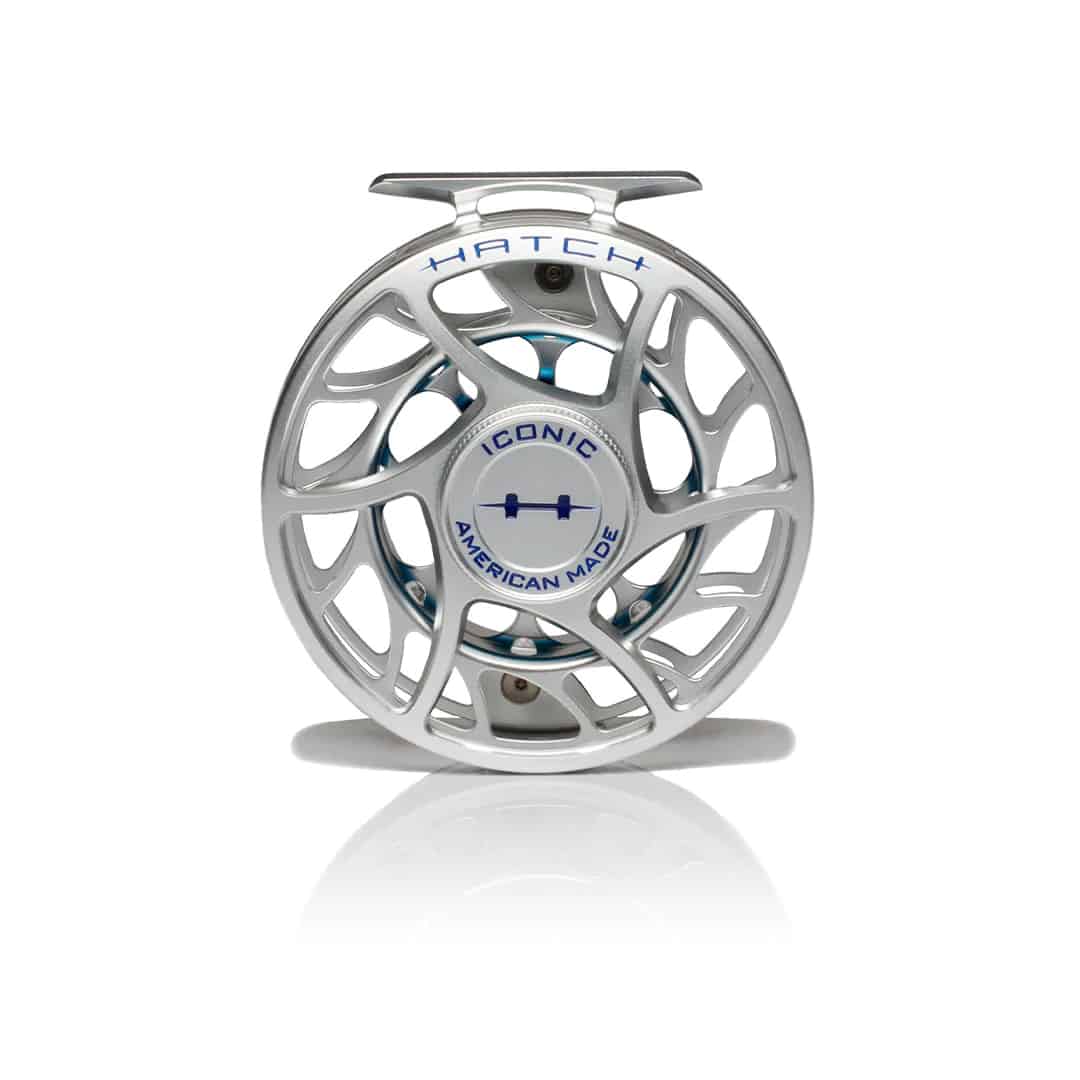 704715337405 Hatch Outdoor Iconic Fly Reel 7 Plus Clear Blue Large Arbor Back