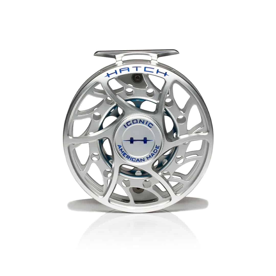 704715337573 Hatch Outdoor Iconic Fly Reel 9 Plus Clear Blue Mid Arbor Back