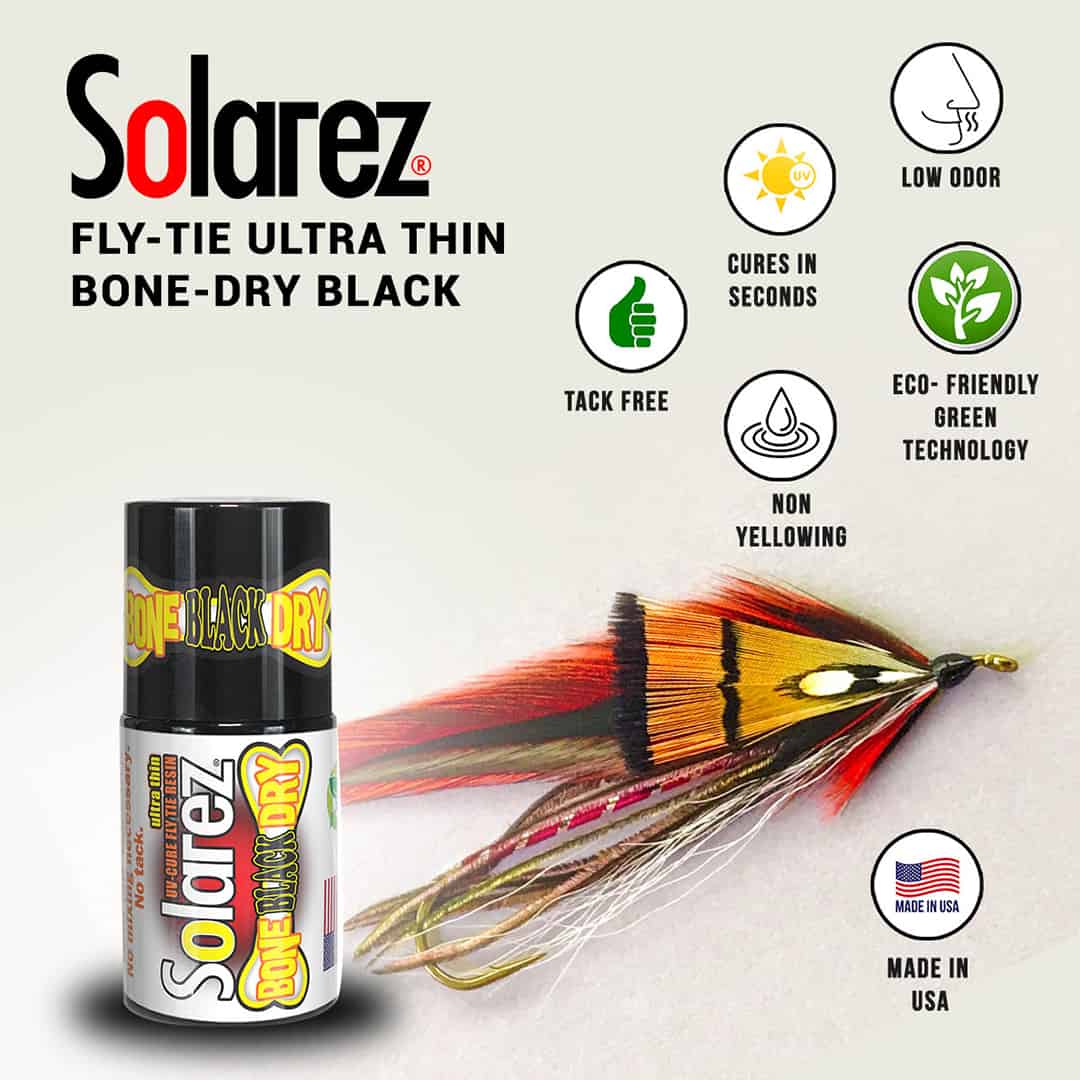 728392759138 Solarez Bone Dry Black Ultra Thin Uv Cure Resin Fly Tying Flyer Features