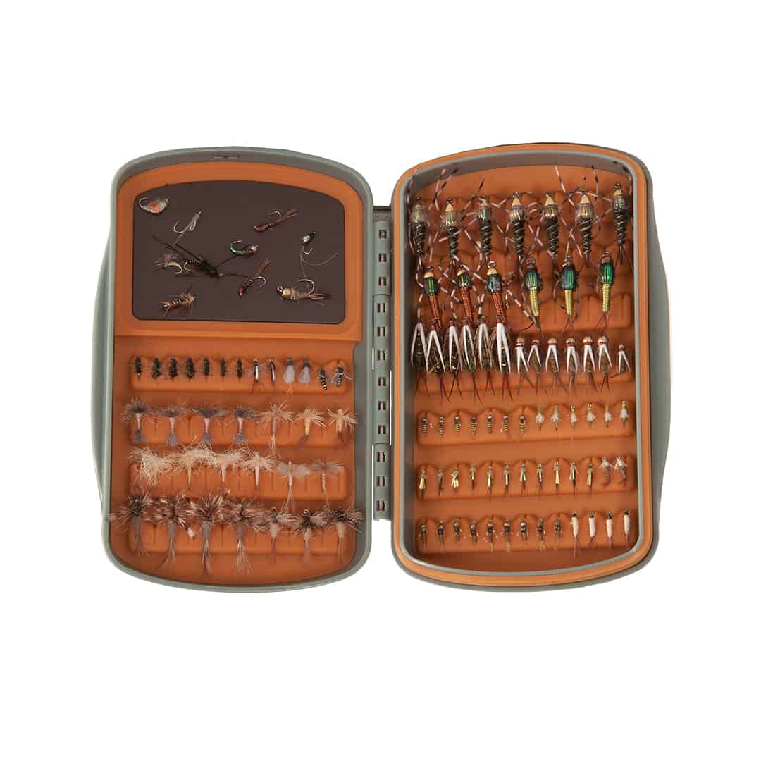 leather fly reel case, RODS, FLIES & FLY BOXES