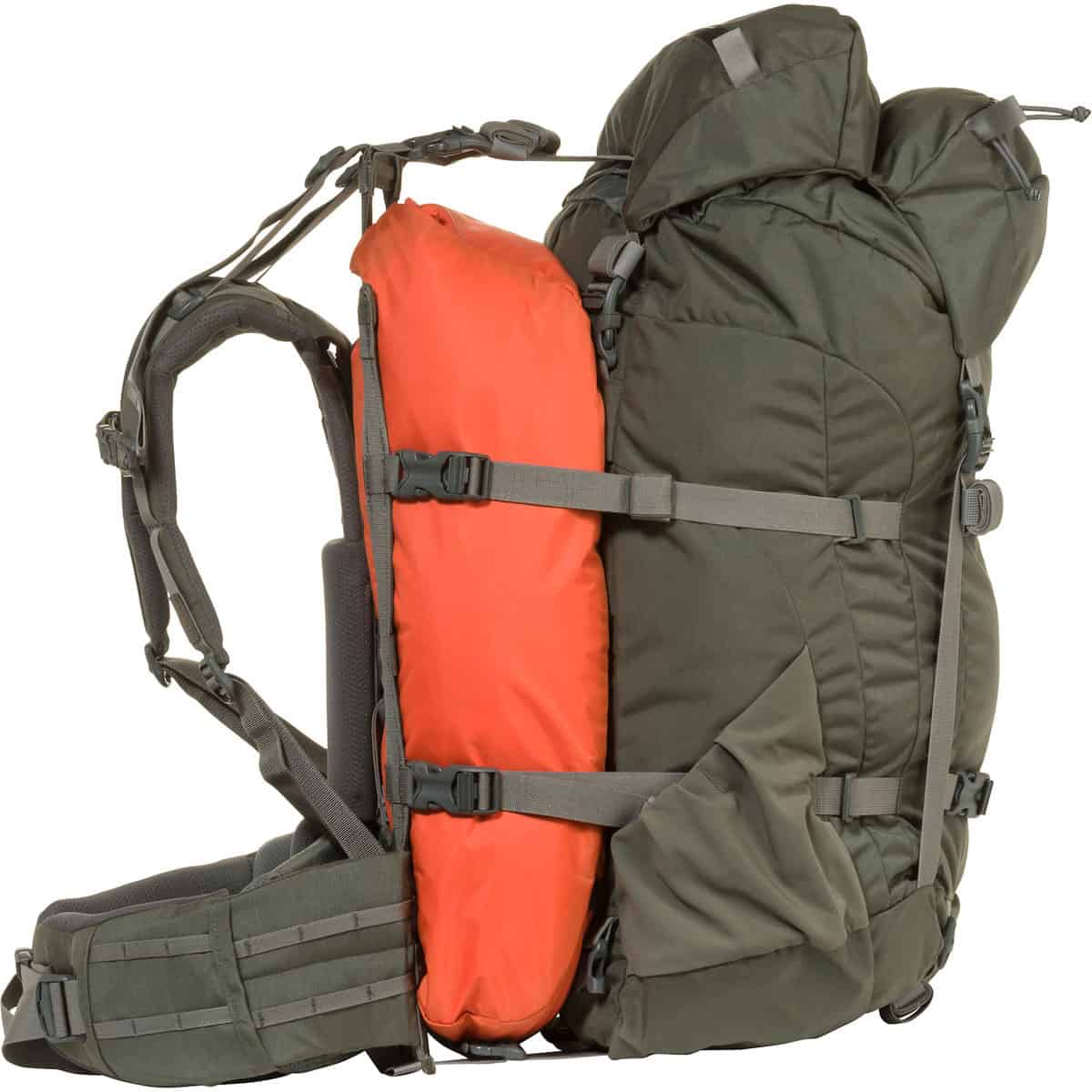 888564183090 112372 Mystery Ranch Metcalf 71L Hunting Backpack Foliage Side Hauling Mode