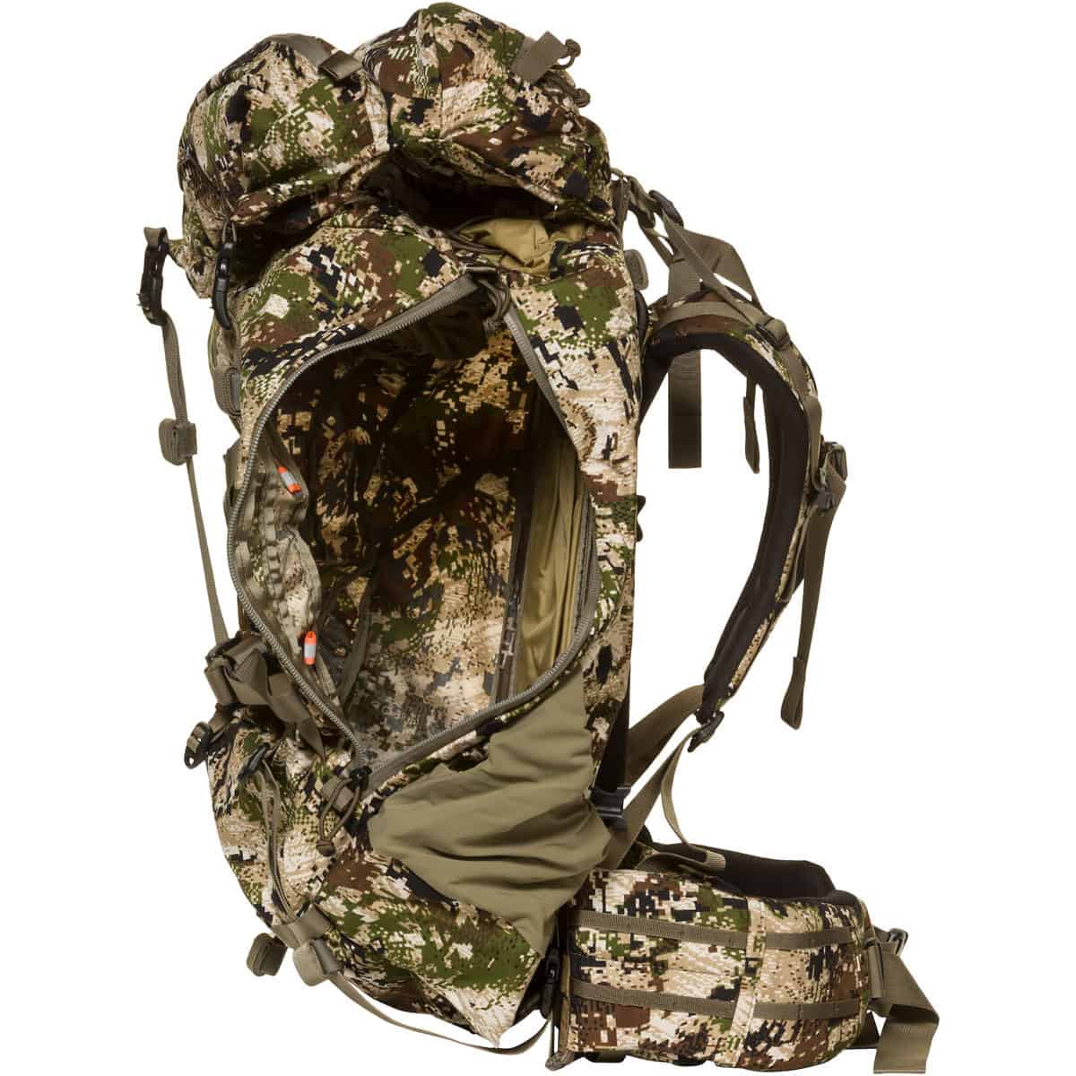 888564183137 112372 Mystery Ranch Metcalf 71L Hunting Backpack Optifade Subalpine Side Zipper Detail