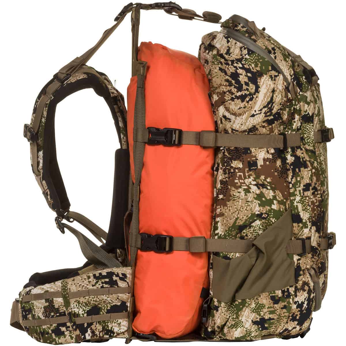 888564186343 110889 Mystery Ranch Sawtooth 45 Small Hunting Backpack optifade subalpine Overload Feature Detail