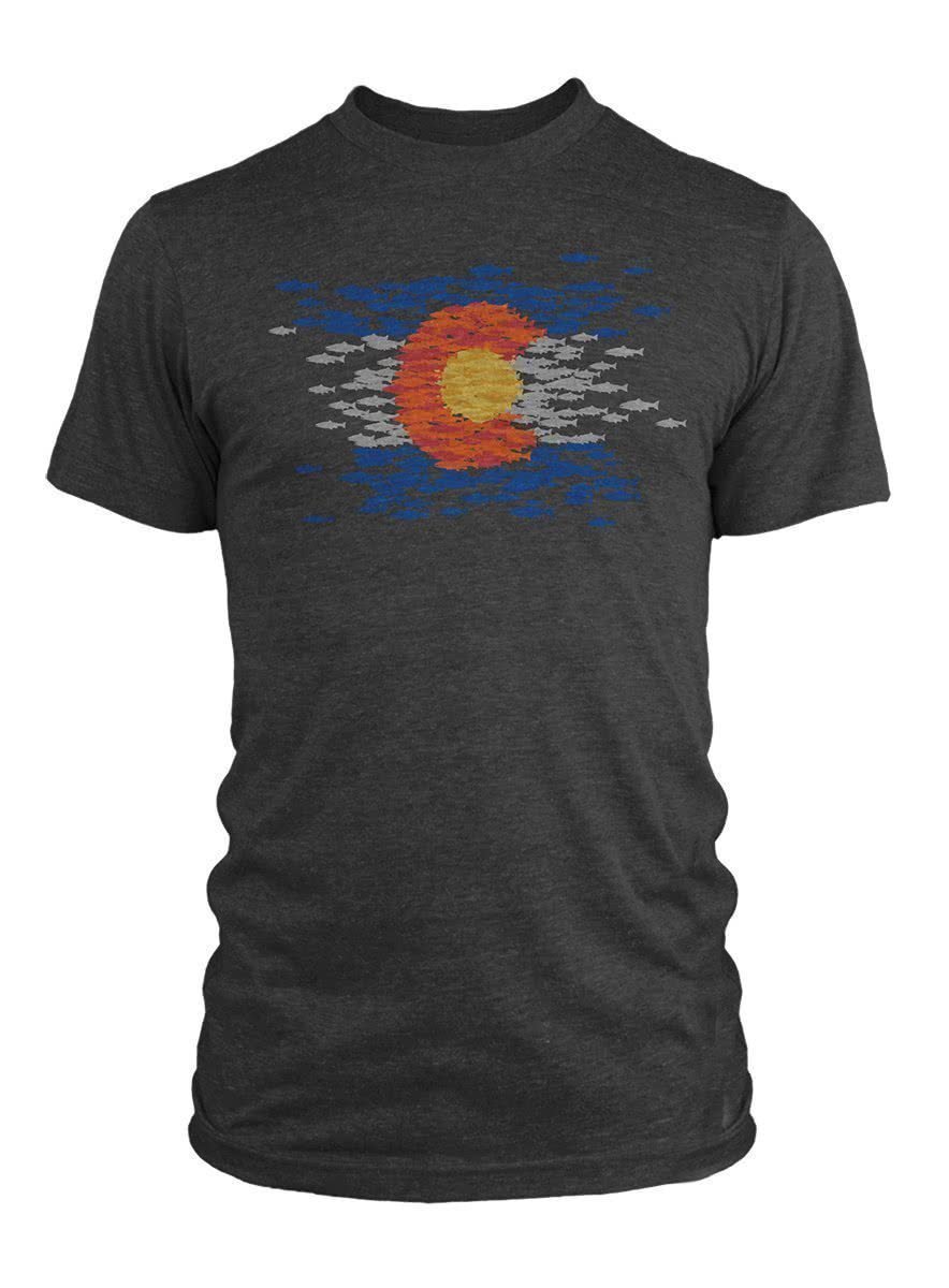 COMS91 RepYourWater Colorado Mosaic SS T Shirt Charcoal Front