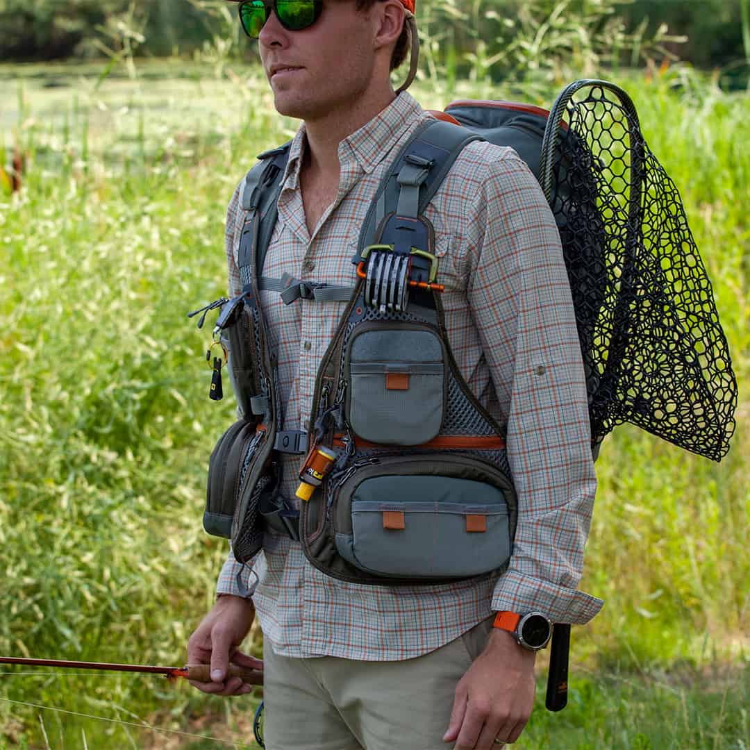 FHBP 816332014765 Fishpond Firehole Fishing and Travel Backpack WIth Sagebrush Pro Mes Vest Attached to Front