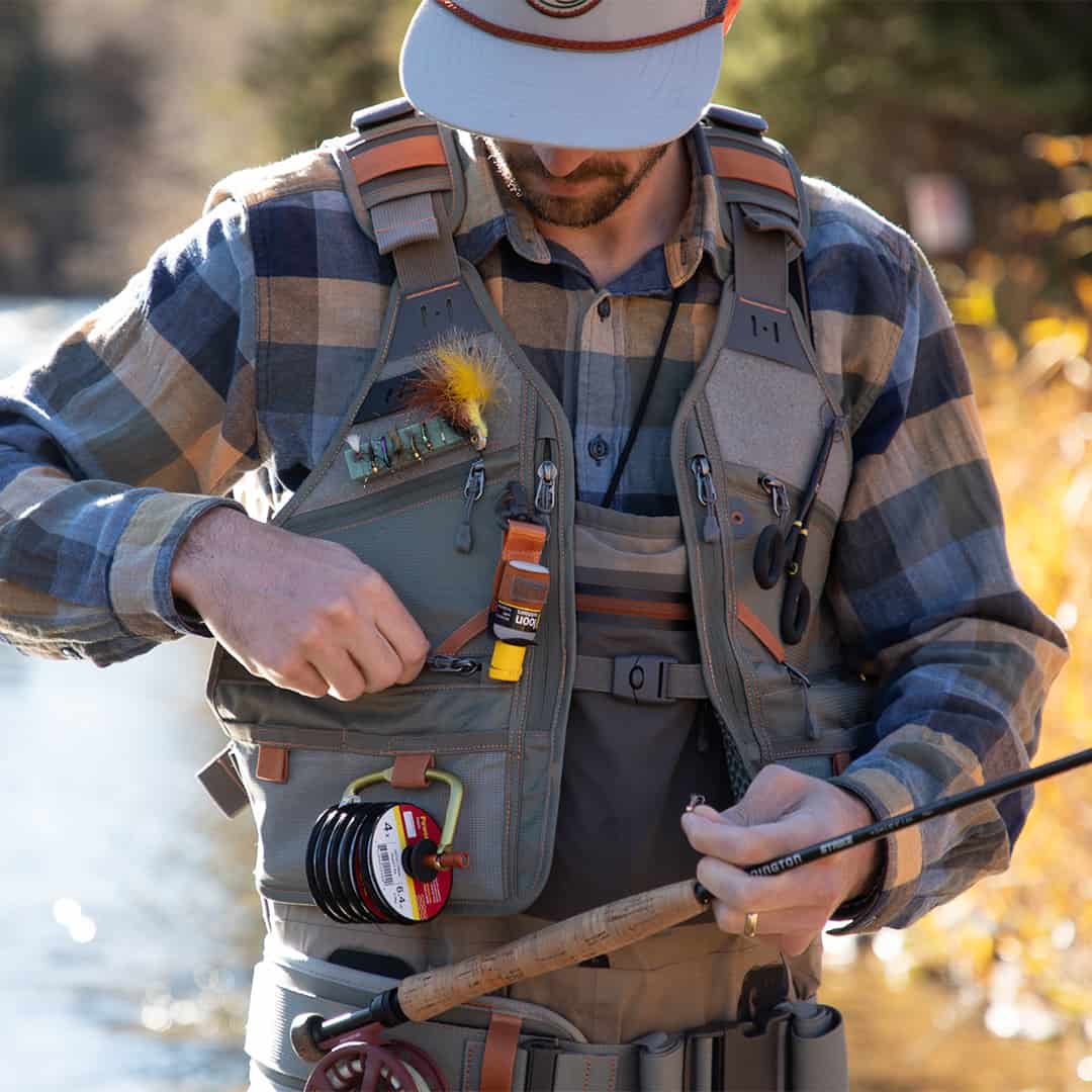 FHV-G 816332014970 Fishpond Flint Hills Fly Fishing Vest Front View Fishing On River