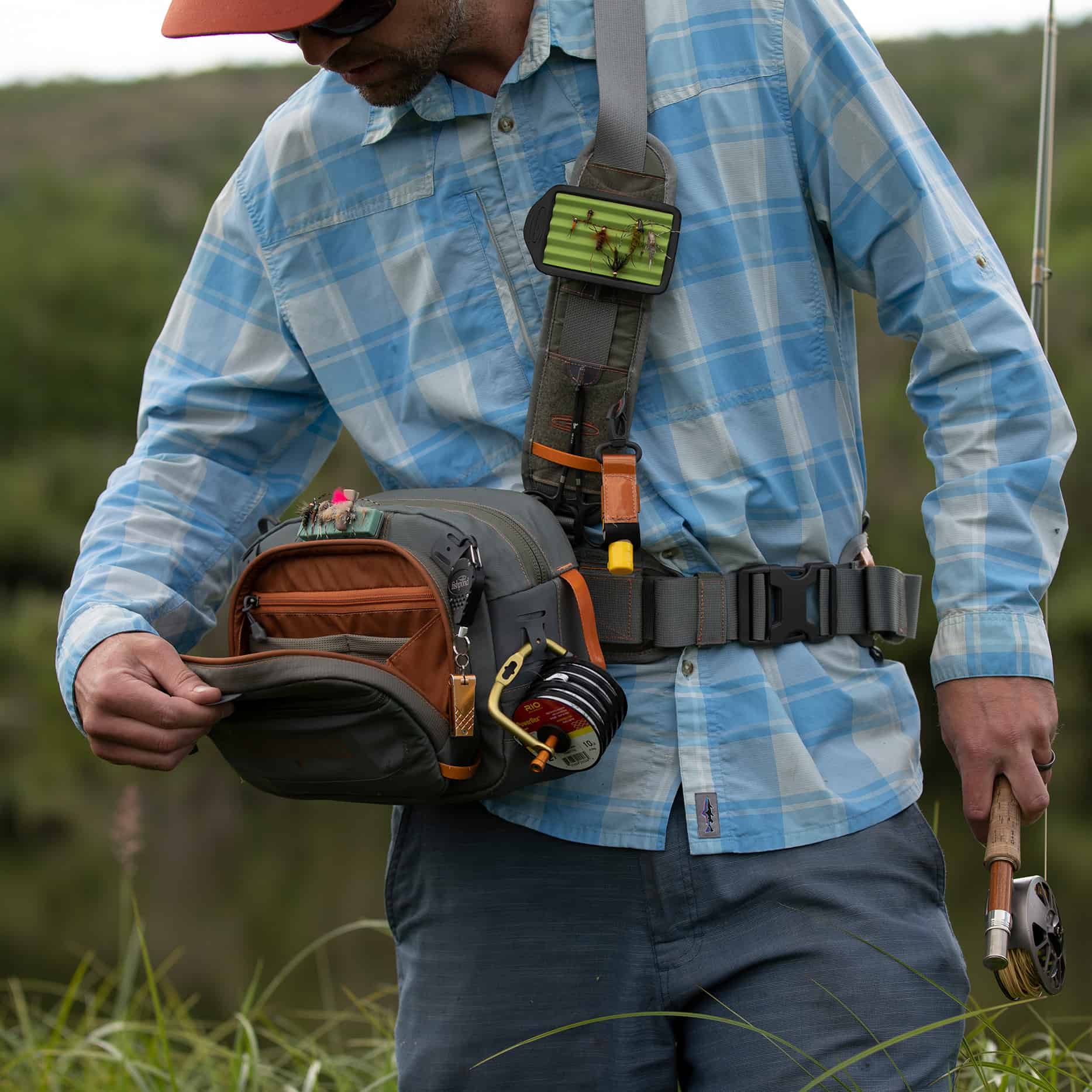 Fishing Vest Backpack Adjustable Shoulder Straps and Belt Black