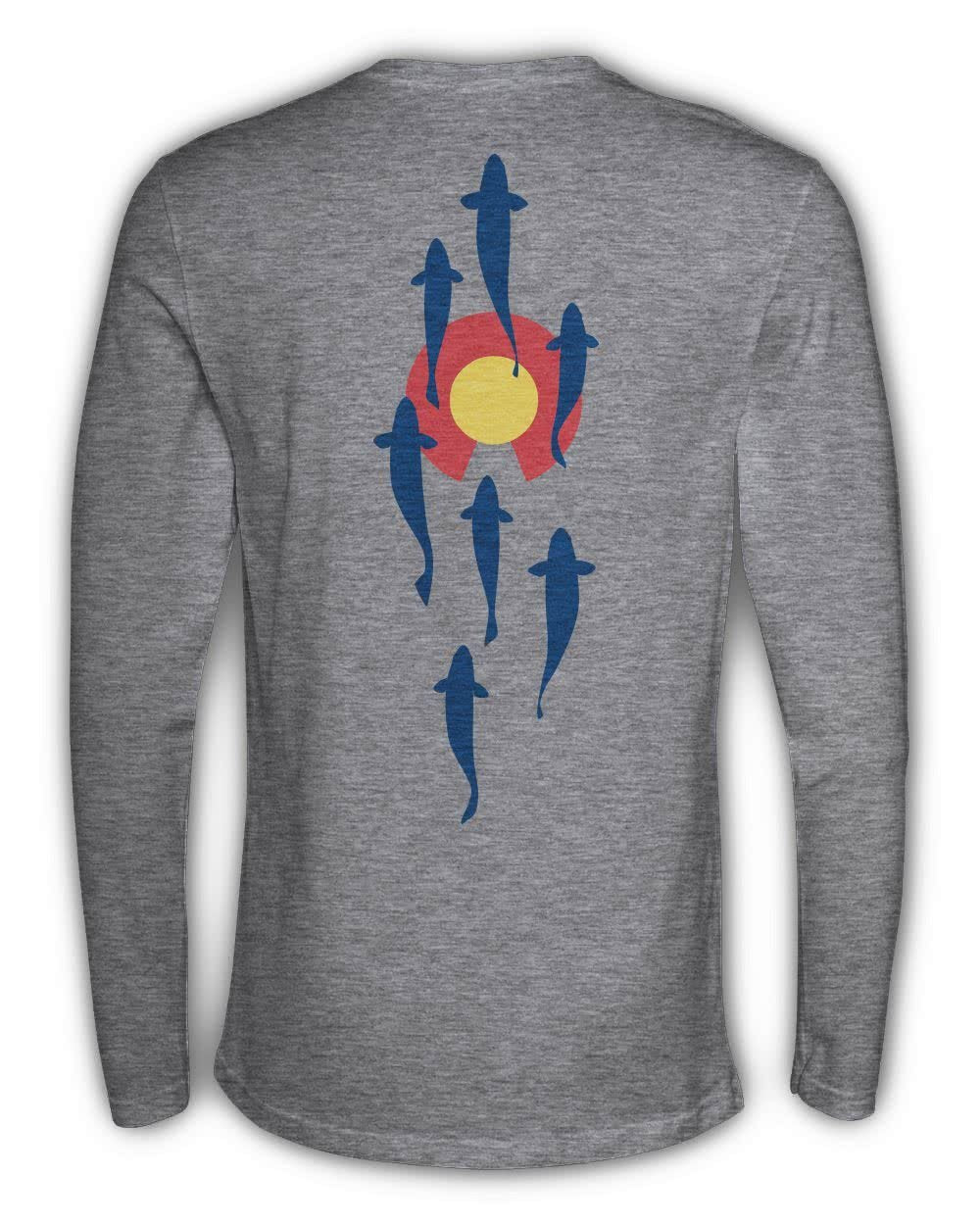 RepYourWater Colorado Stream Long Sleeved T Shirt Gray Back CORV95