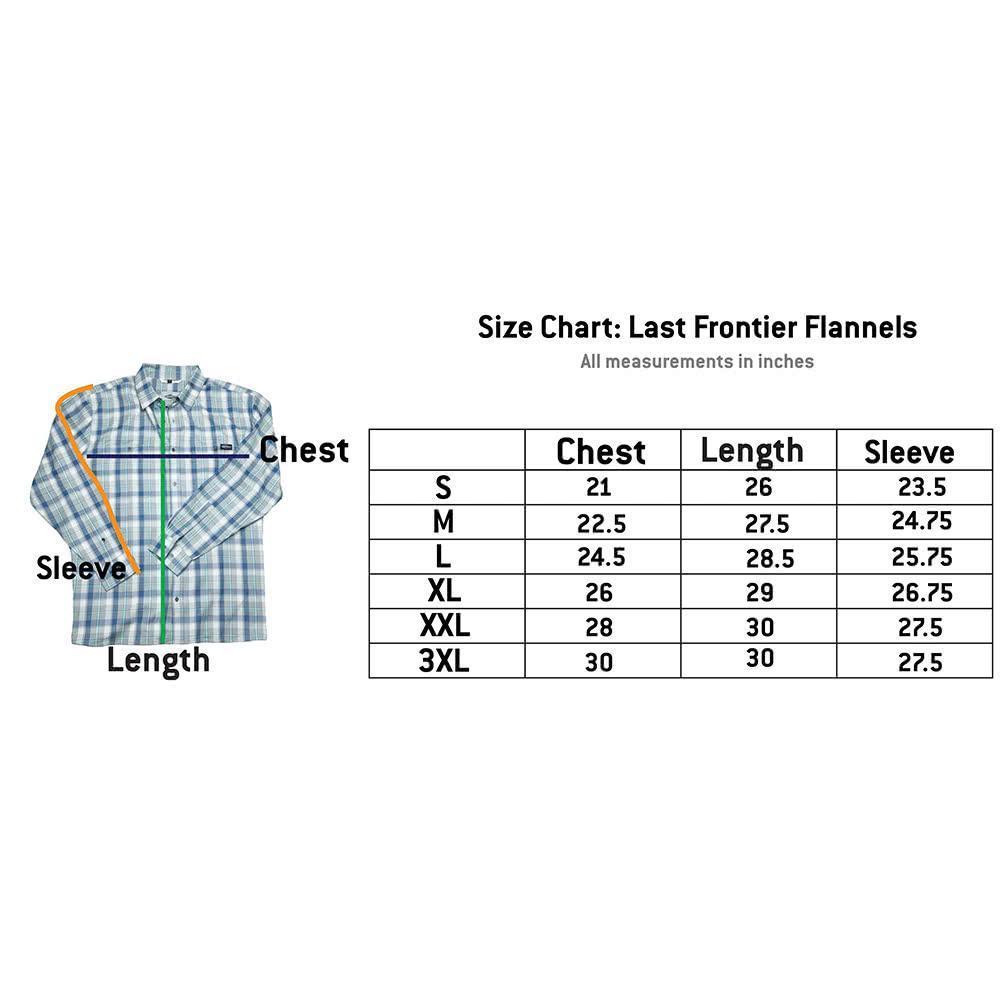 RepYourWater Last Frontier Flannel Size Chart