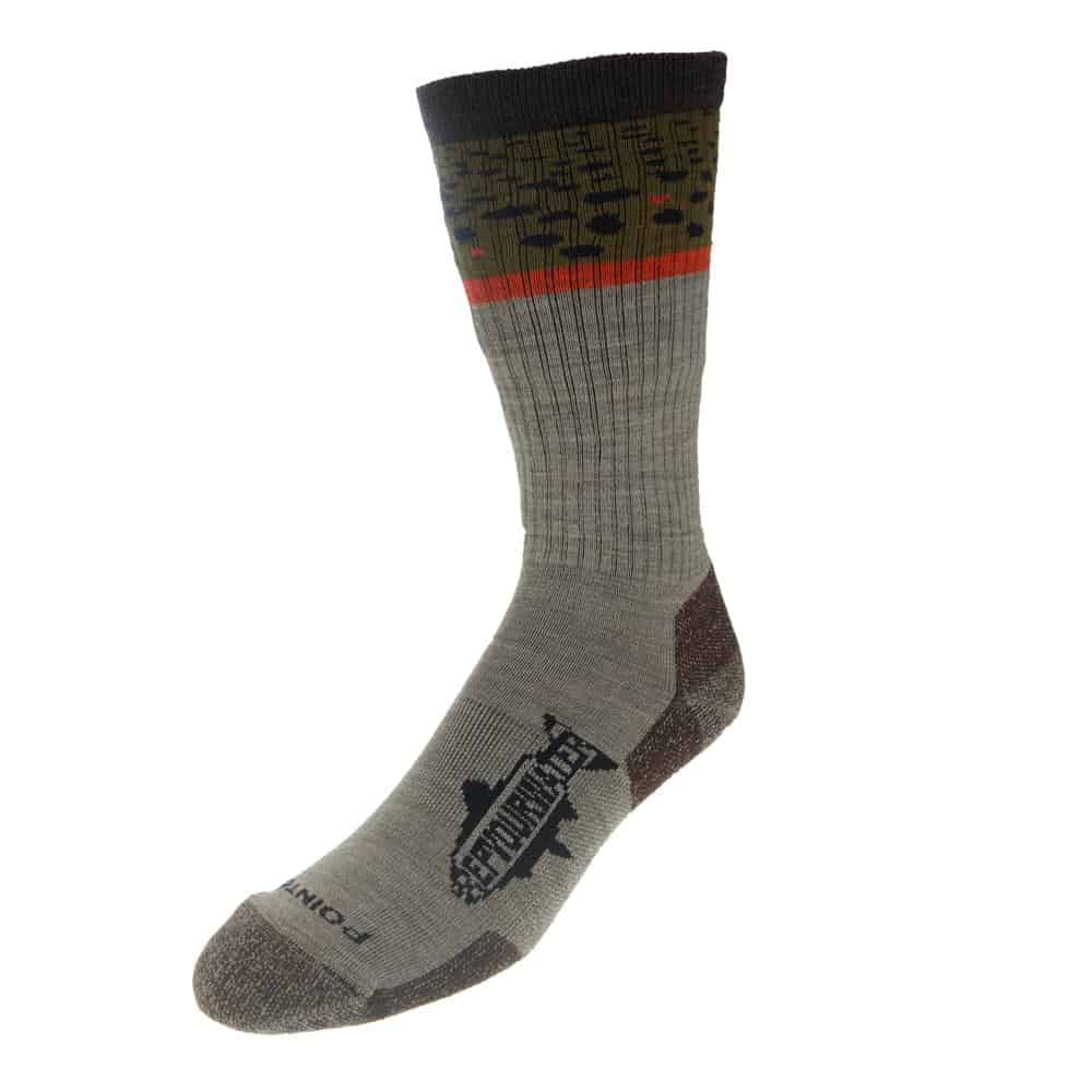 SOC344_S repyourwater trout band socks brown trout modeled