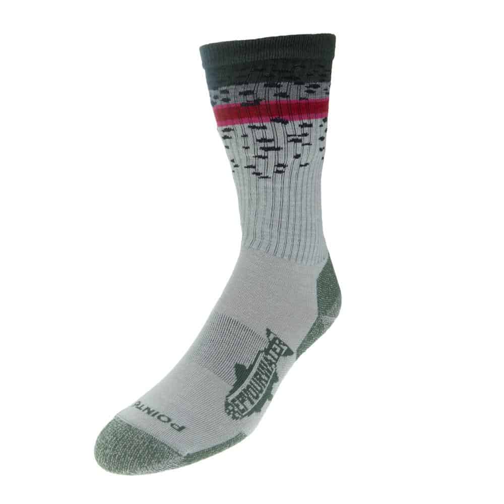 SOC744_S repyourwater trout band socks rainbow modeled