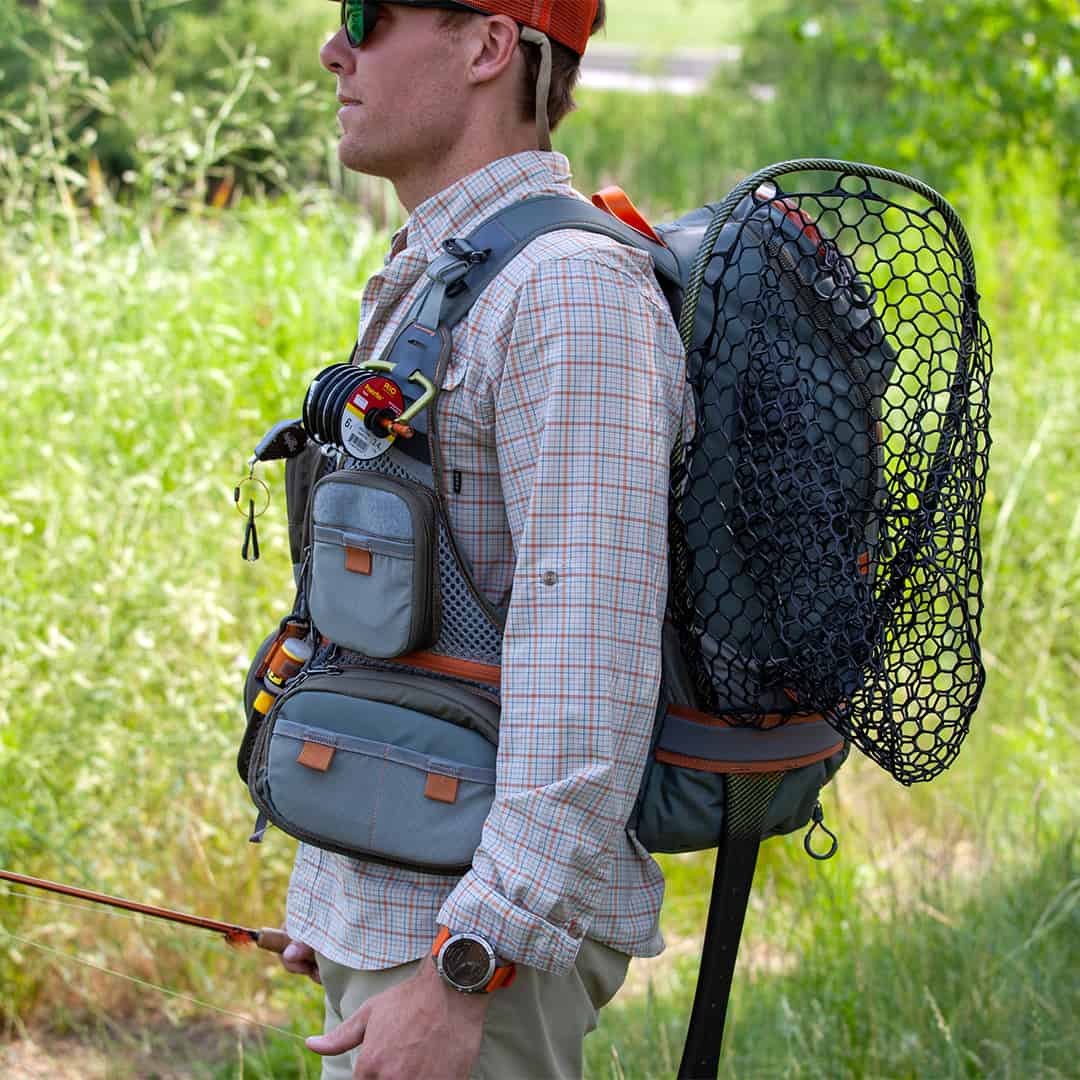 SPMV 816332014789 Fishpond Sagebrush Pro Best Lightweight Fly Fishing Vest Attached to Fishpond Ridgeline Backpack