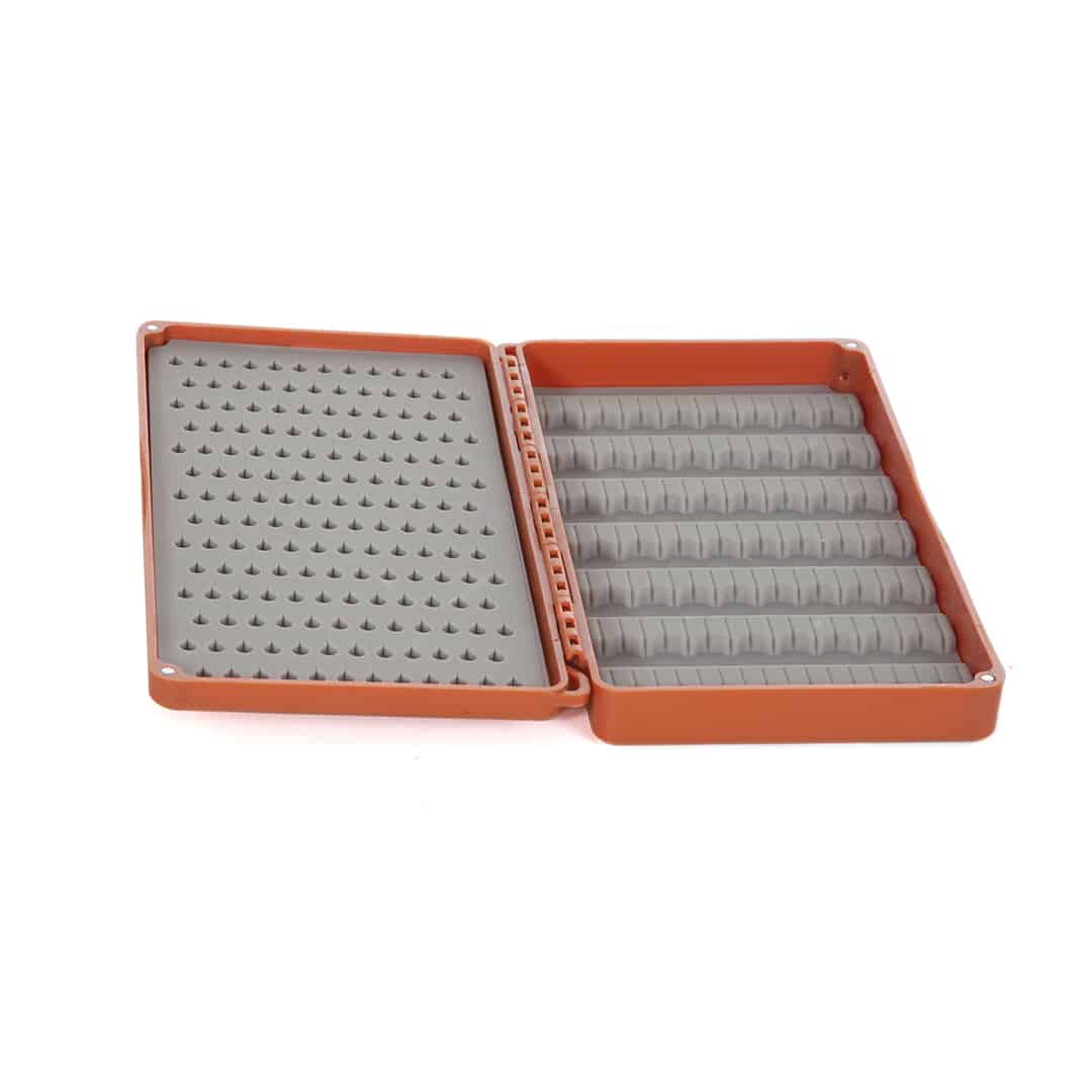 TDHFB-BO 816332014307 Fishpond Tacky Double Haul Double Sided Silicone Slit Fly Box Open and Empty