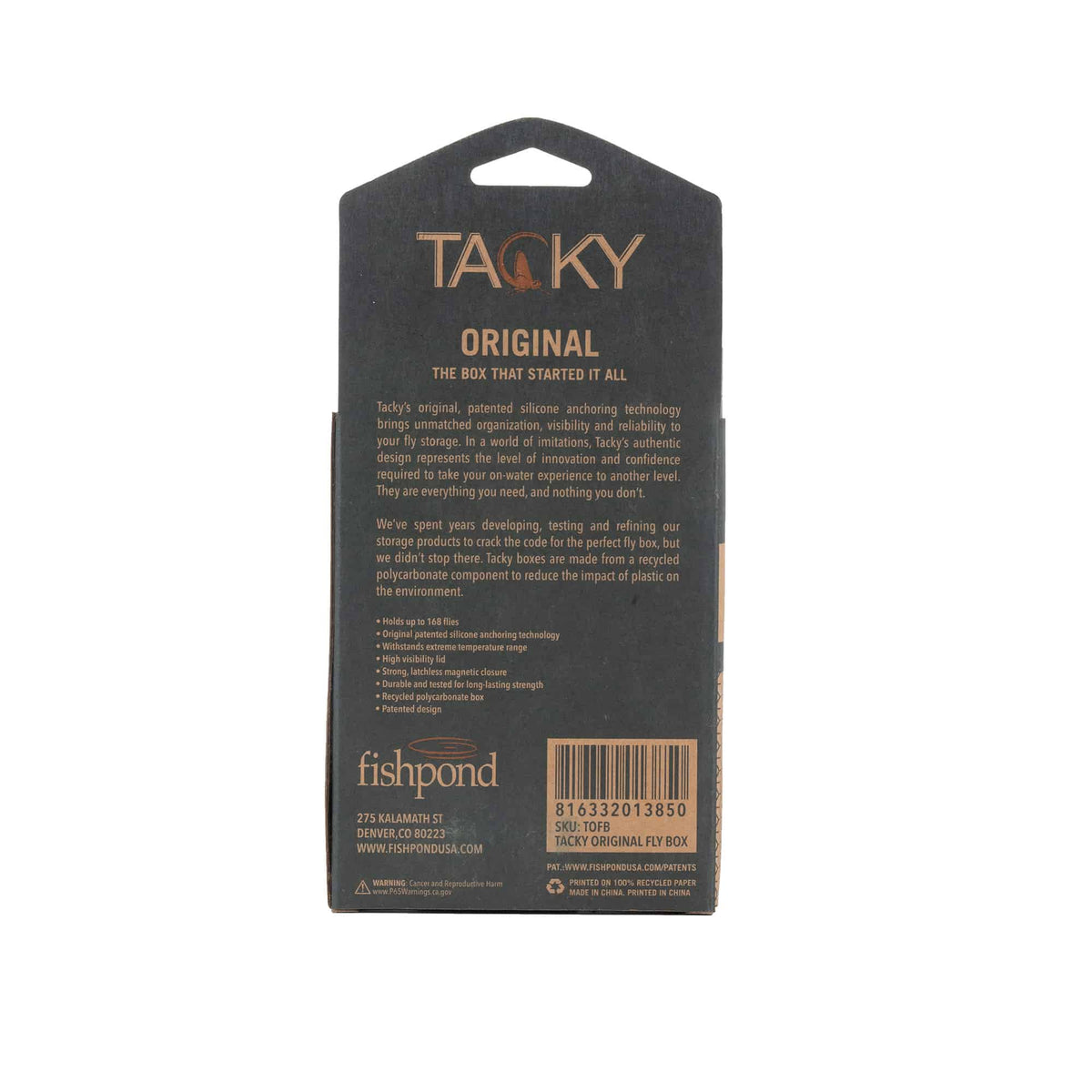 Tacky Original Fly Box Package Back