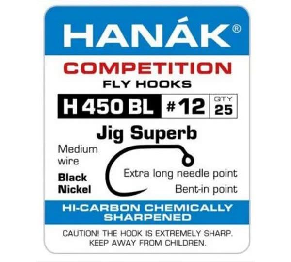 hanak 450bl jig superb barbless fly tying hook