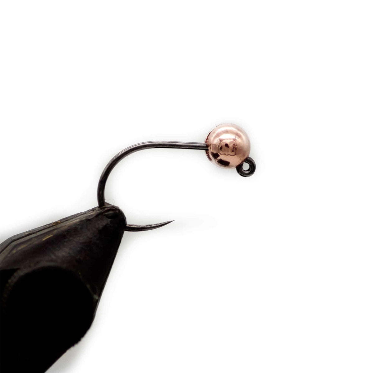 A Hanak competition 4.0mm slotted metallic+ tungsten bead on a size 12 Hanak 450BL Jig Hook for fly tying