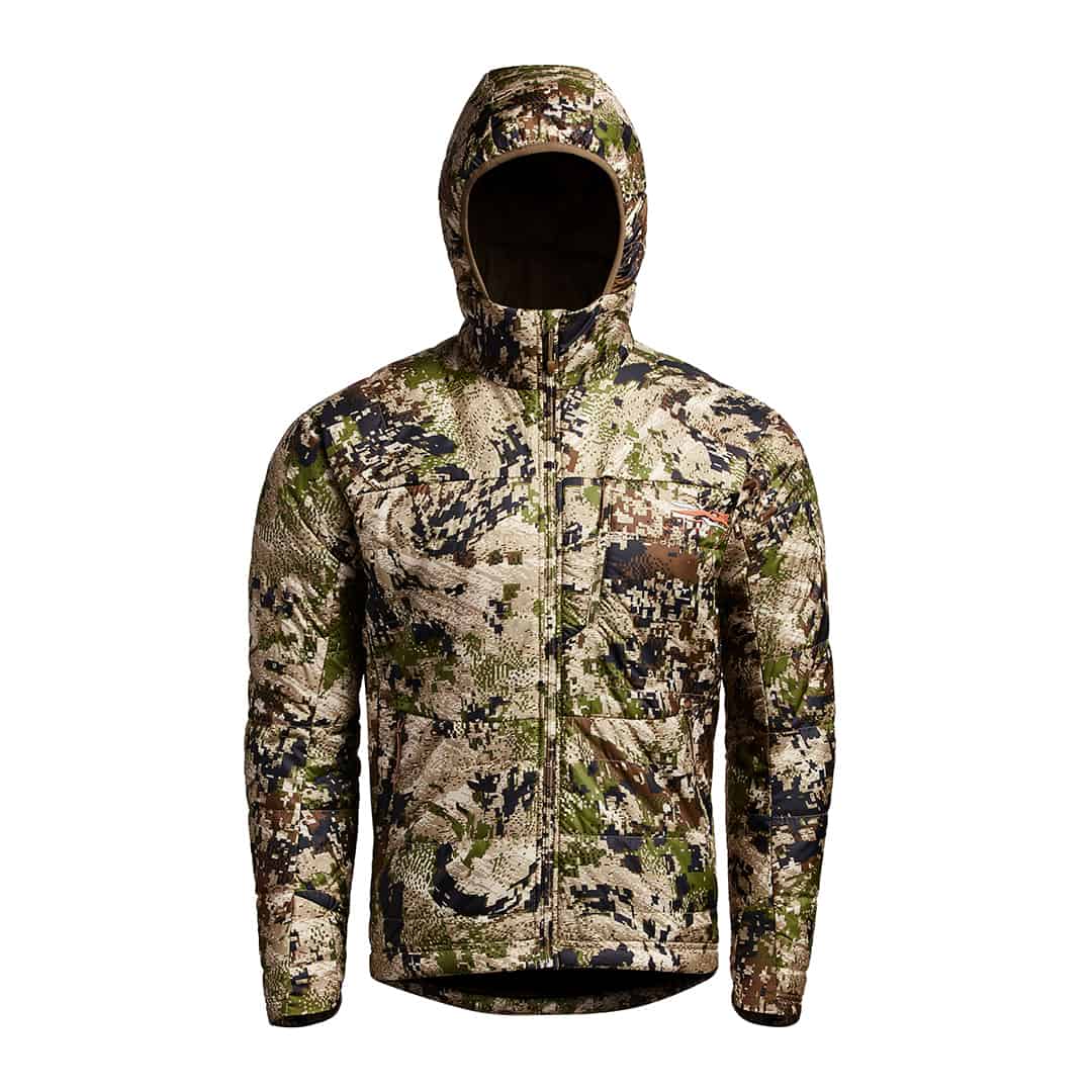 sitka gear kelvin aerolite jacket optifade subalpine  front hunting puffy jacket