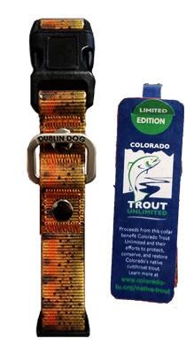 Colorado trout unlimited limited edition cutthroat trout dog collar product shot
