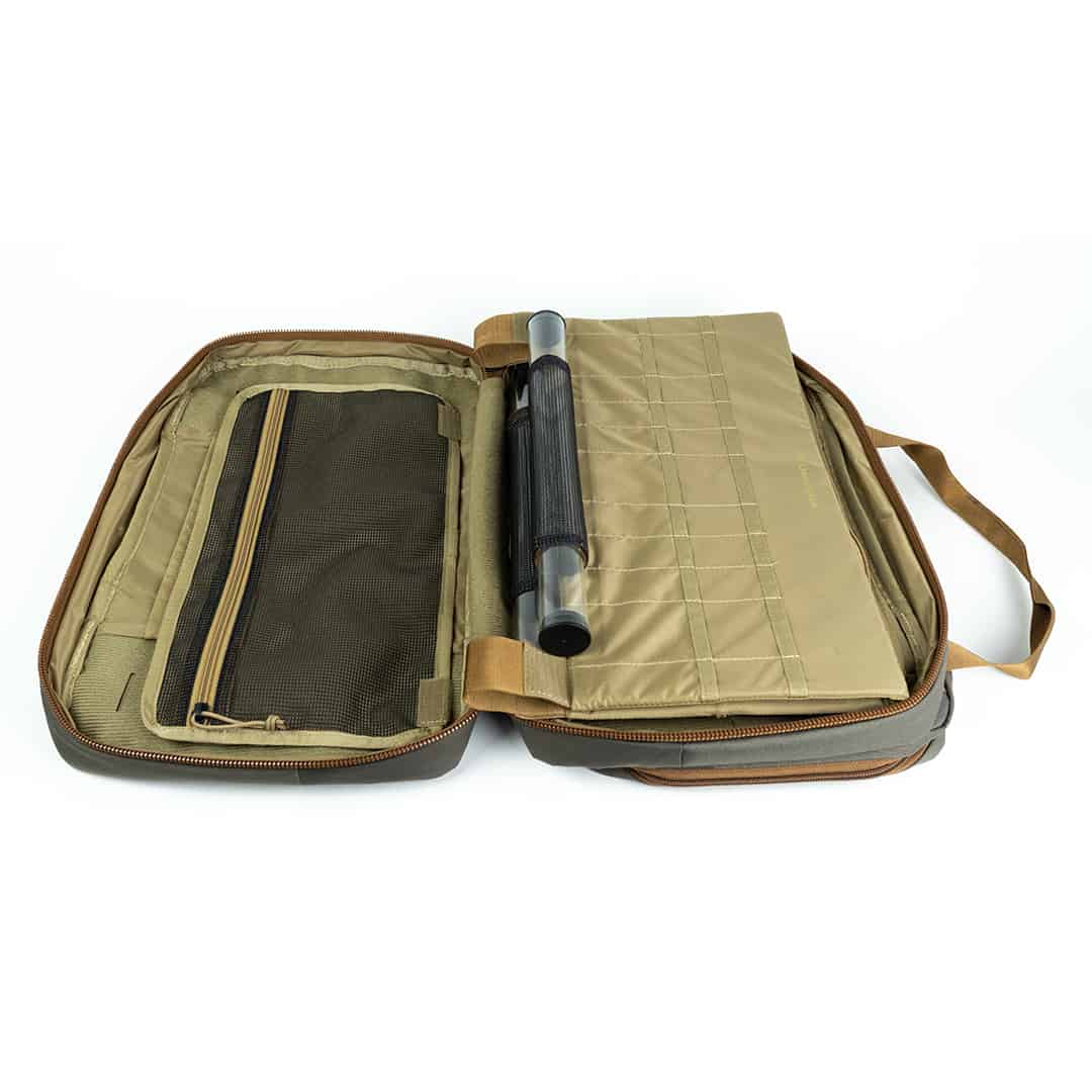 umpqua zs2 traveler fly tying material and tool travel and organization bag olive ZS2 Traveler Bag Open